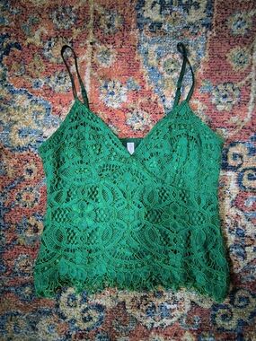 Xhilaration Emerald Green Lace Camisole with Spaghetti Straps